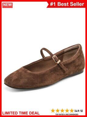 Suede Square Toe Mary Jane Ballet Flats Ankle Strap Slip On Shoes